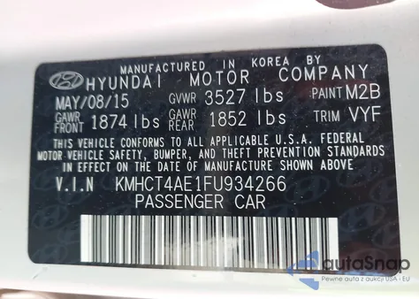 2015 Hyundai Accent Gls из США, поврежденный, VIN KMHCT4AE1FU934266